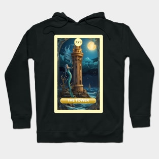 The Tower Card From the Light Mermaid Tarot Deck. Hoodie